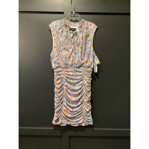 Laundry by Shelli Segal Rushed Bodycon Sleeveless Mini Dress Floral 14 NWT - Picture 3 of 10
